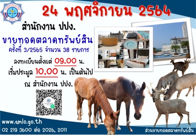 ปปง. ขายทอดตลาดทรัพย์สินห้องชุดพร้อมอยู่ ม้าพันธุ์ดี และทรัพย์สินอื่น